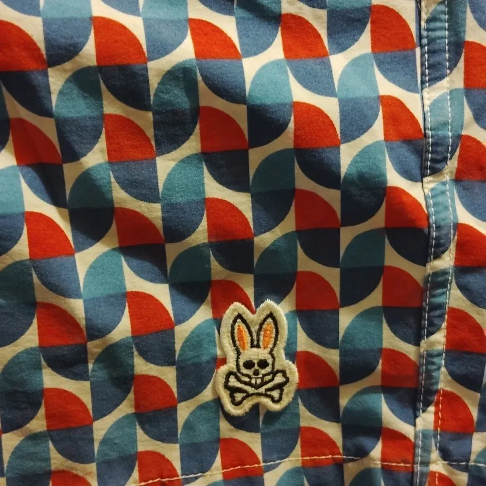 Stylish Geometric Patterned, Psycho bunny Boy's Trunks (110)